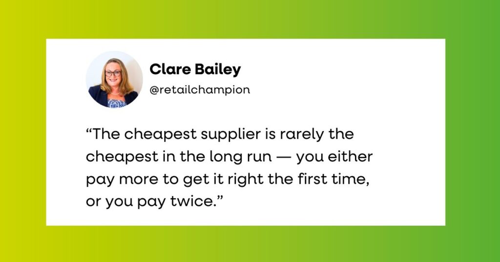 Cheapest Supplier Quote, Clare Bailey