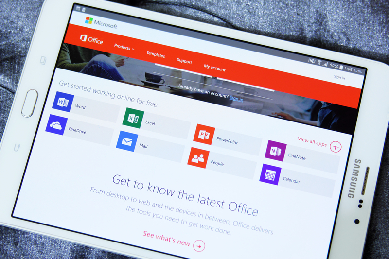 Powerpoint MS office on a tablet